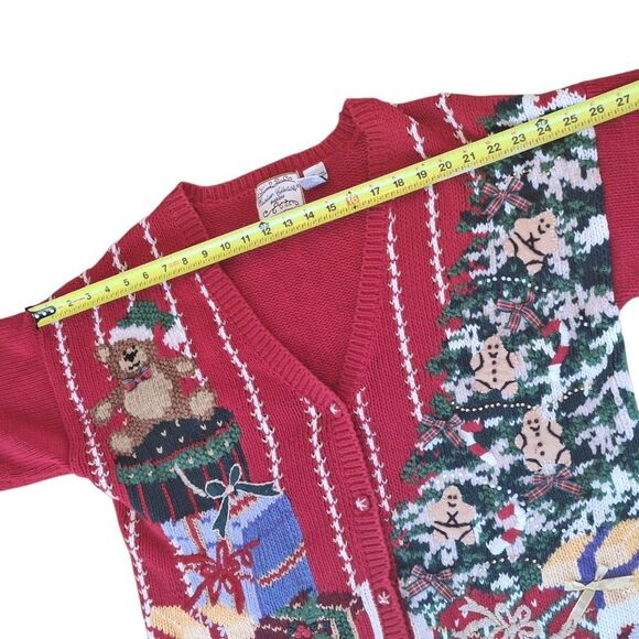 Heirloom Collectibles PL Vintage Christmas Sweater Cardigan Bears School Teacher - Picture 13 of 16